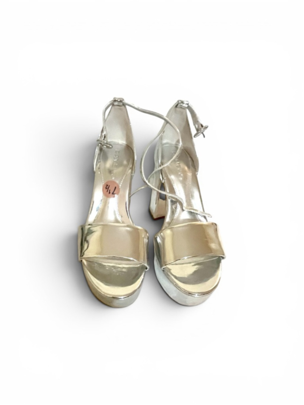 D’Amelio Brands Imery Silver Mirror Patent Ankle Wrap High Heel Sandals Size 7.5